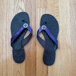 Tory Burch Black and Purple Sandals